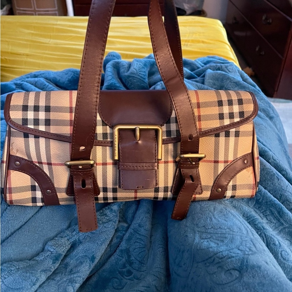 Burberry Handbag : Haymarket Check Buckle Bag **Authentic